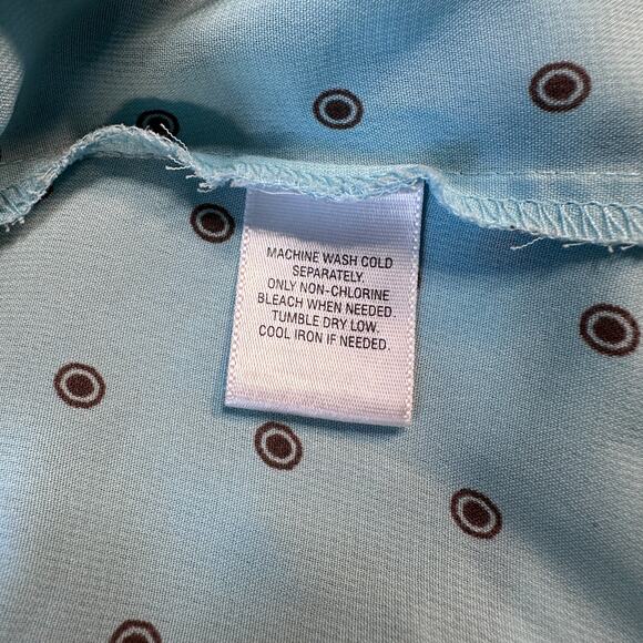 Covington Blouse Womens XL Light Blue with Brown Polka Dots Button Up Dressy - Picture 6 of 8